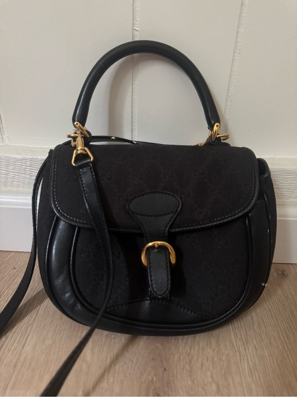 Gucci Black Mini Saddle Crossbody with Gold Hardware